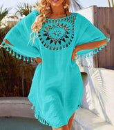 Saída de Praia Branca Curta em Algodão com Crochê - Conforto e Estilo para Verão.